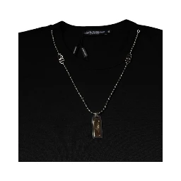 Black Cotton Necklace Embellished T-shirt