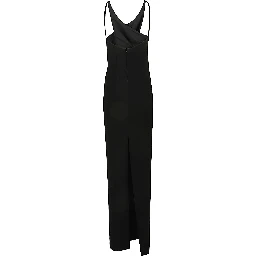 Cut Out Detail Silk Crepe Long Dress In Black