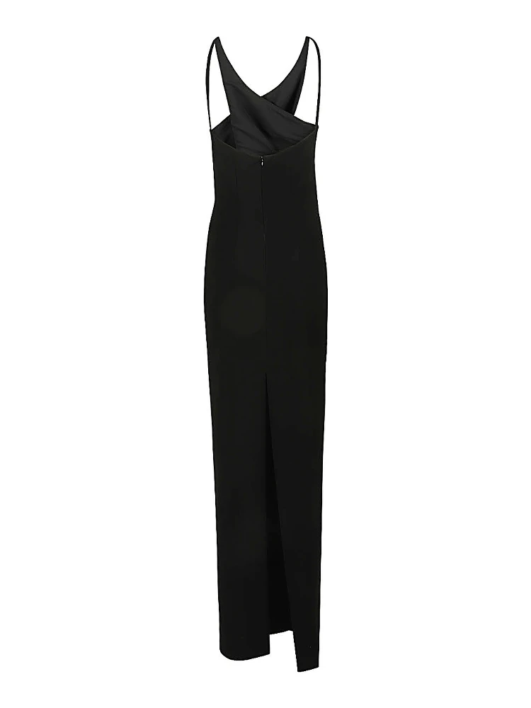 Cut Out Detail Silk Crepe Long Dress In Black alternative