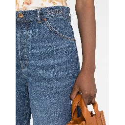 Logo Embroidered Wide-leg Jeans