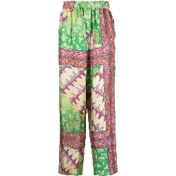 Printed Silk Trousers In Multicolour