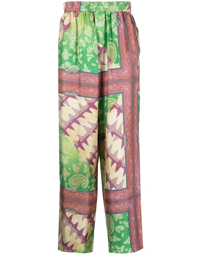 Printed Silk Trousers In Multicolour