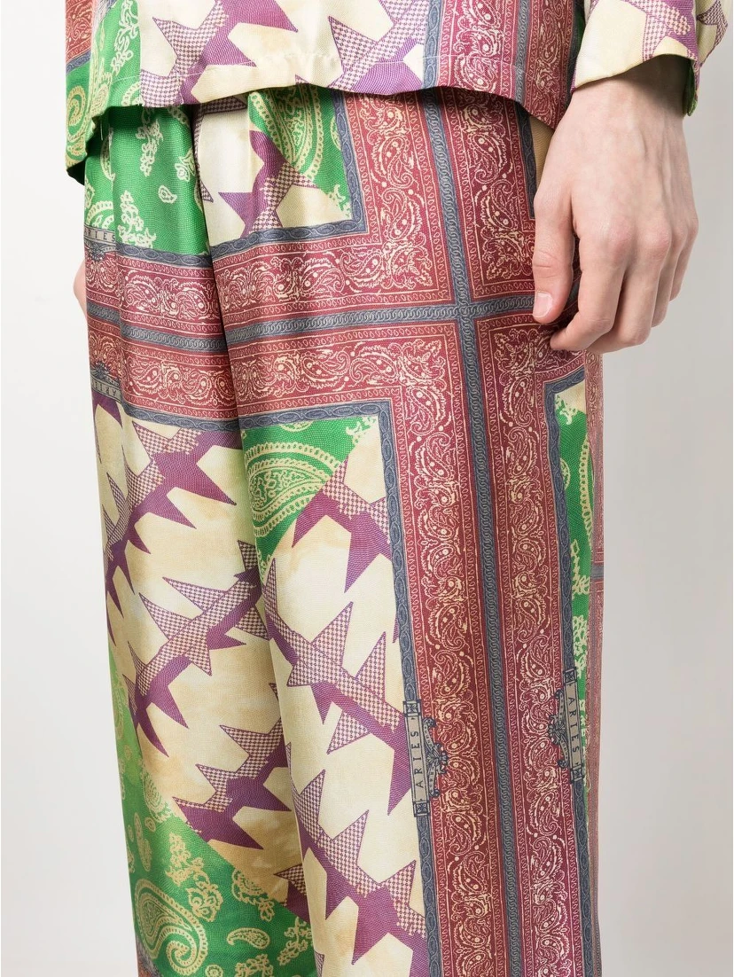 Printed Silk Trousers In Multicolour