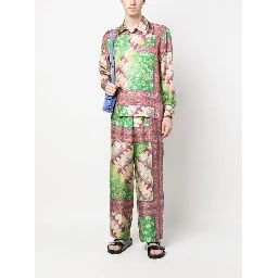 Printed Silk Trousers In Multicolour