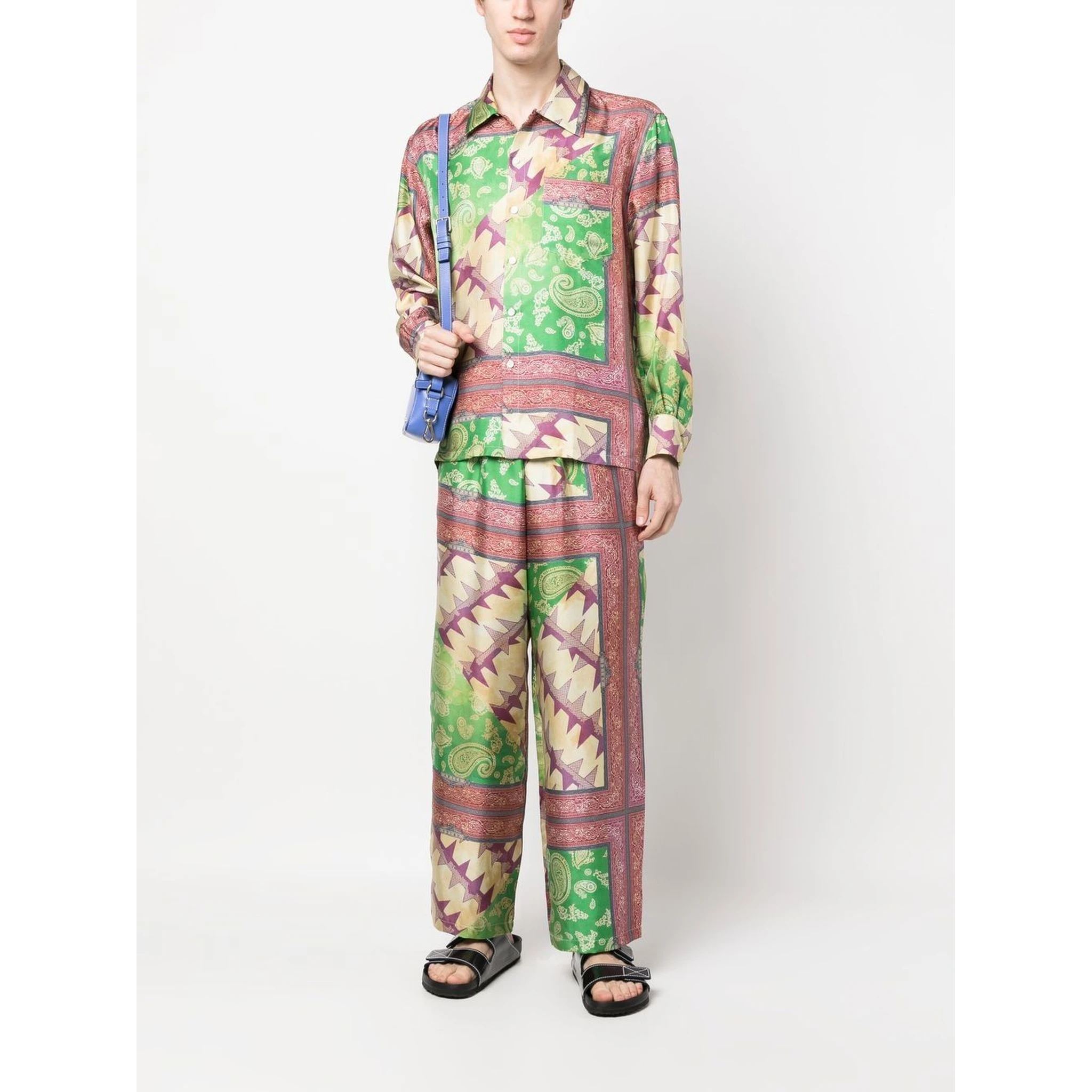 Printed Silk Trousers In Multicolour