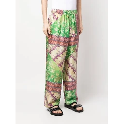 Printed Silk Trousers In Multicolour
