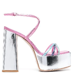 Wannabe Mirror Leather Sandals In Metallic