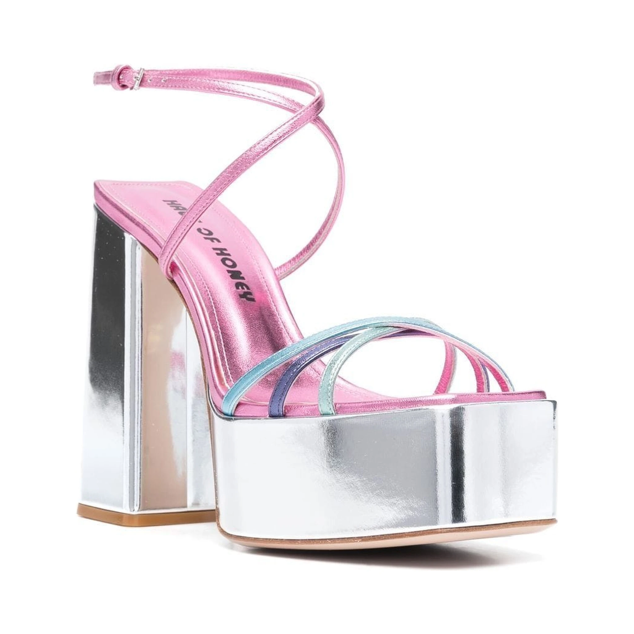 Wannabe Mirror Leather Sandals In Metallic