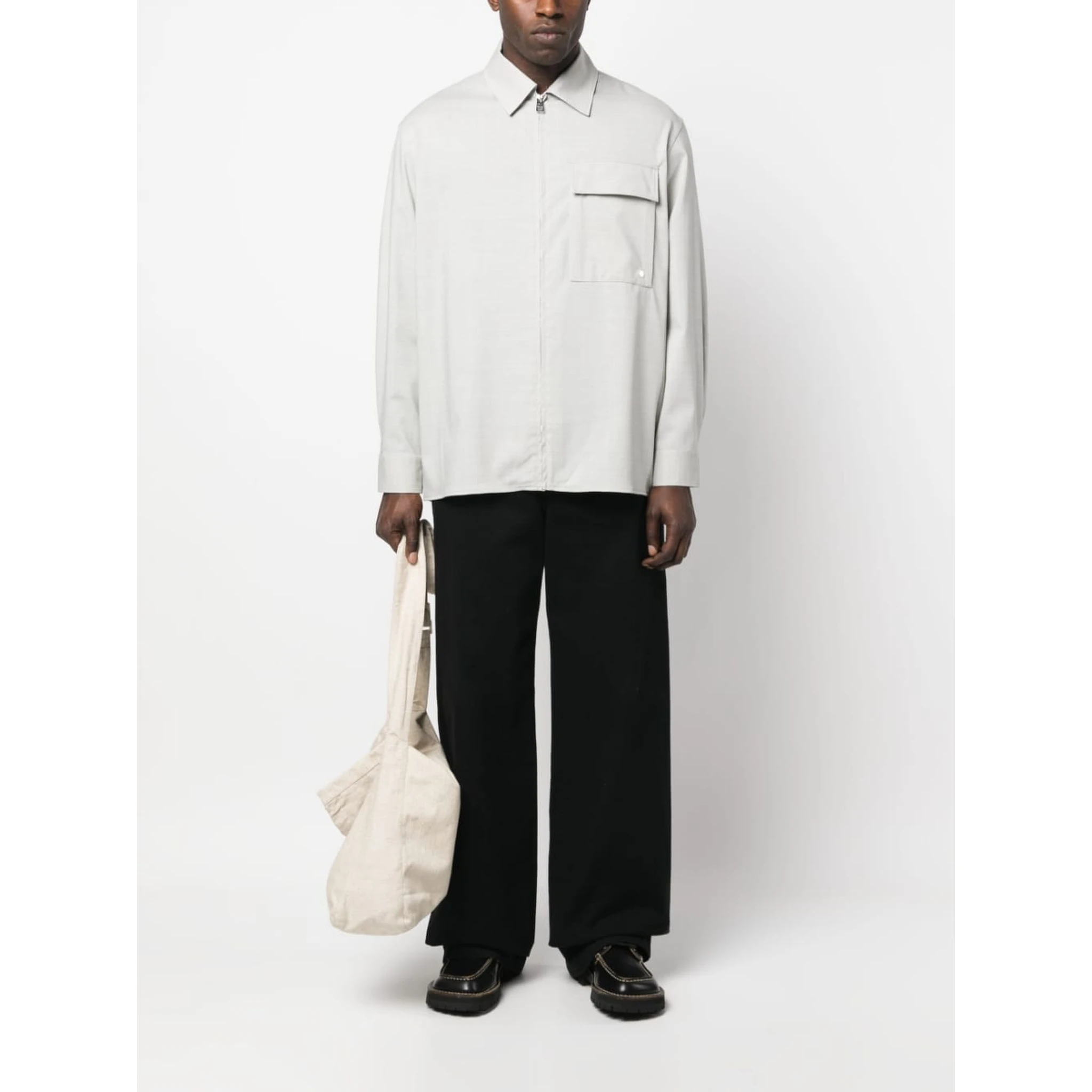 zip-up long-sleeve shirt