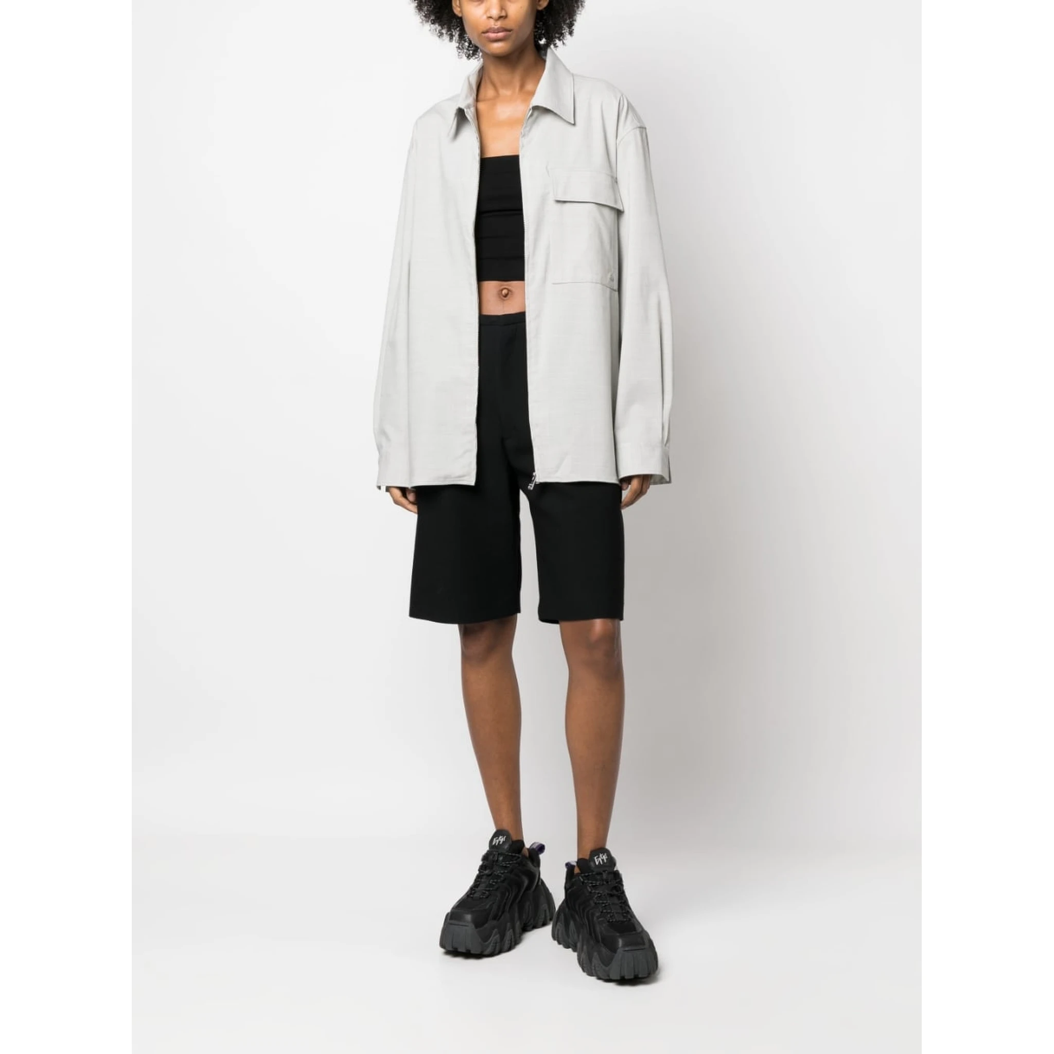 zip-up long-sleeve shirt