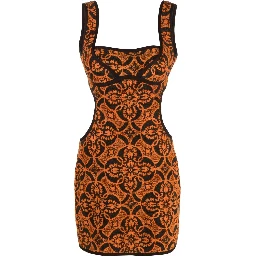 Geometric Pattern Embroidered Squaredneck Mini Dre