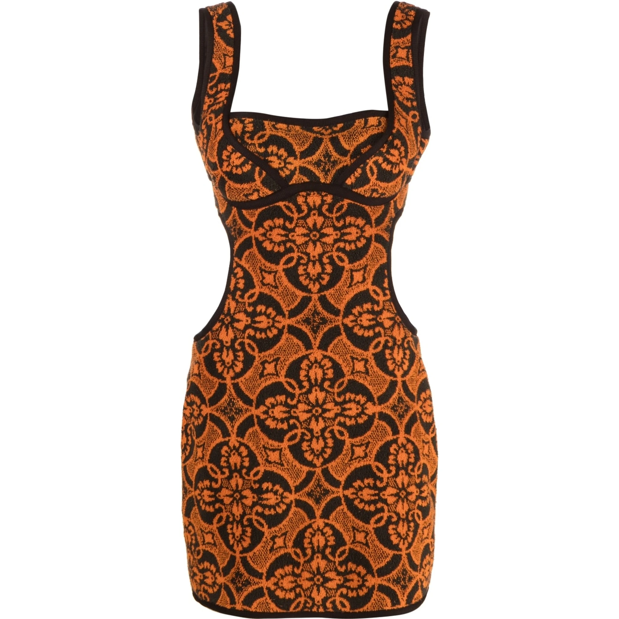 Geometric Pattern Embroidered Squaredneck Mini Dre