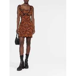 Geometric Pattern Embroidered Squaredneck Mini Dre