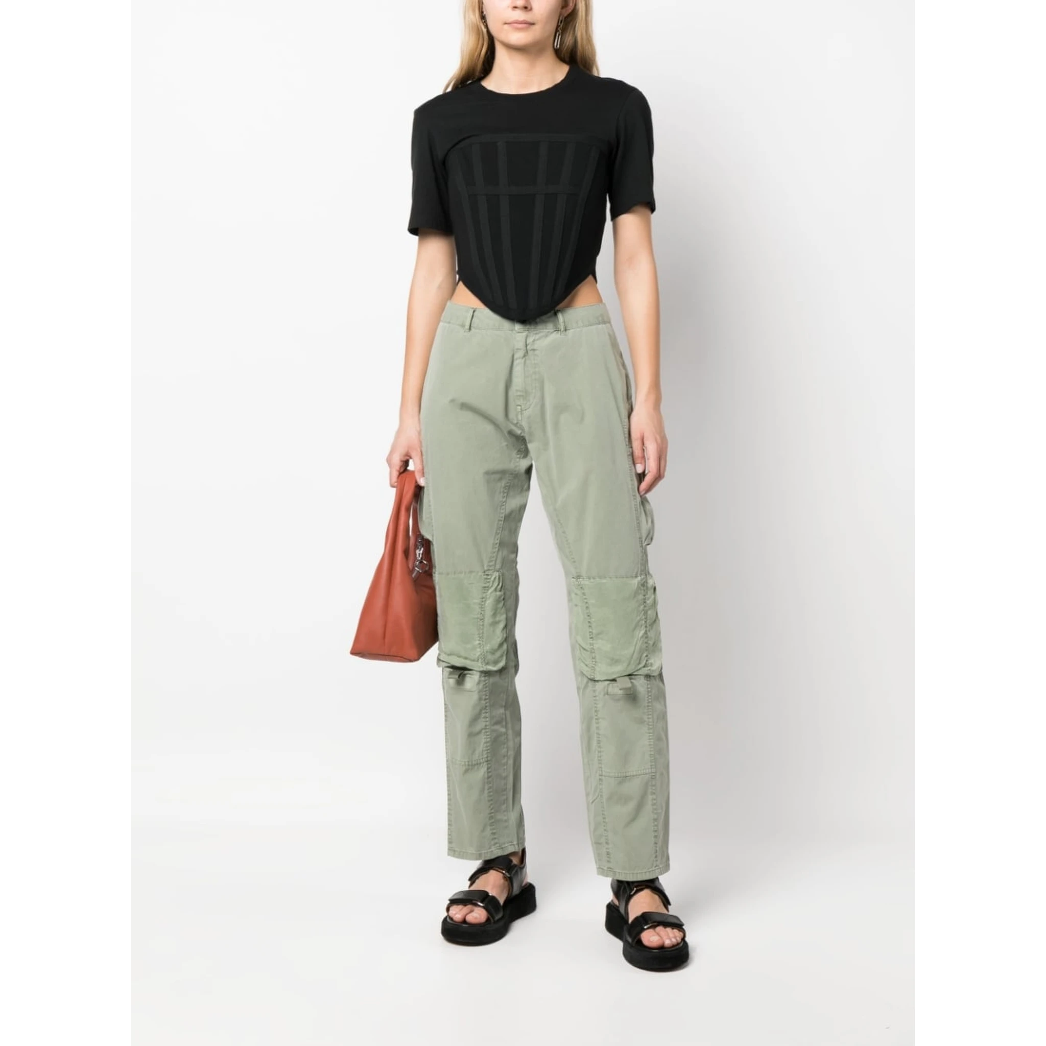 mid-rise straight-leg work trousers