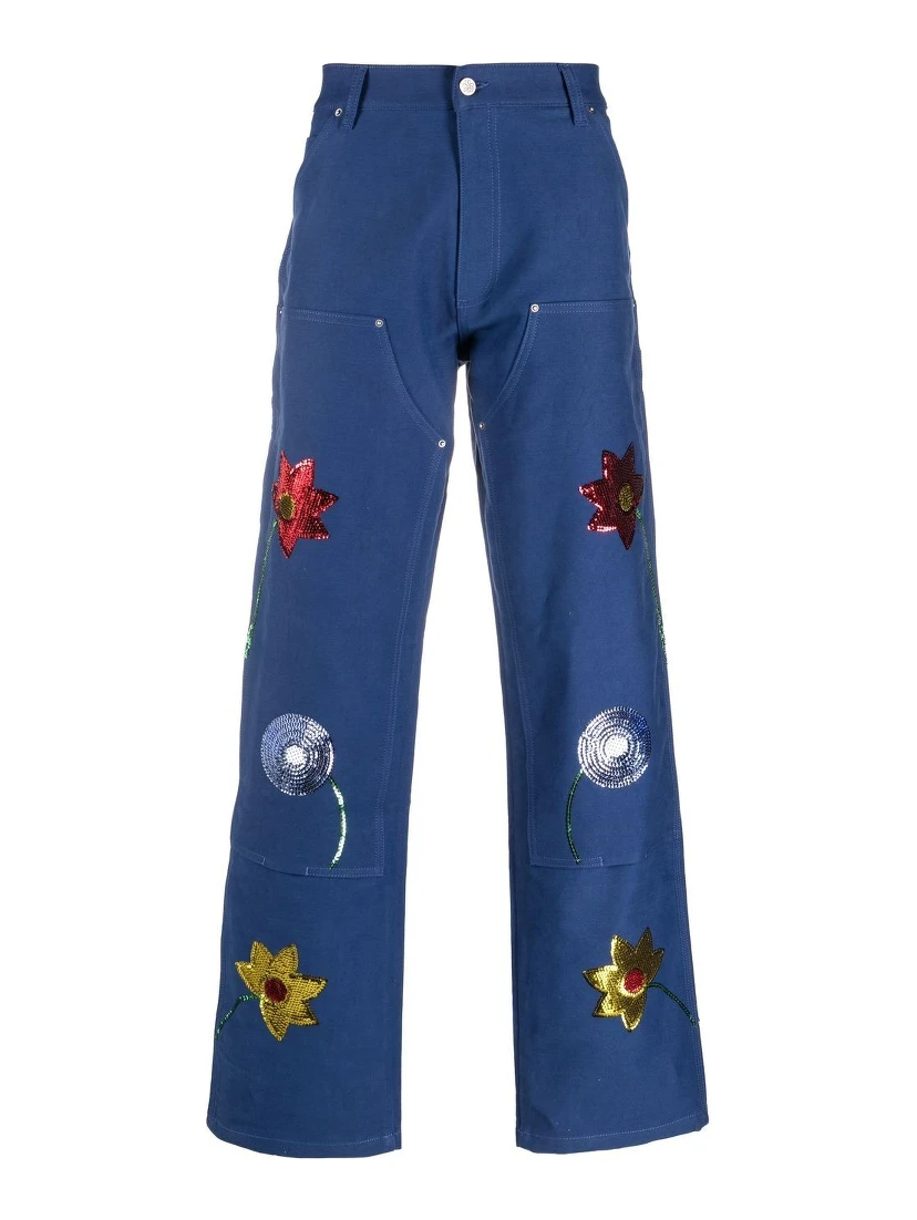 sequin-embellished detail trousers