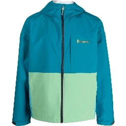 colour-block zip-up hooded jacket