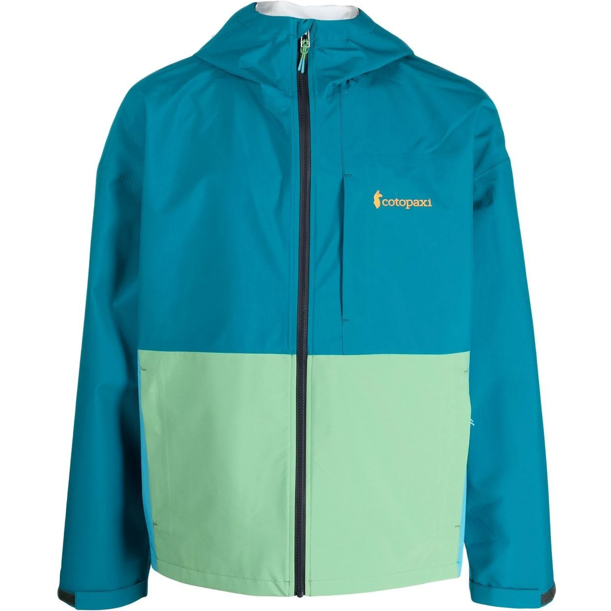 colour-block zip-up hooded jacket