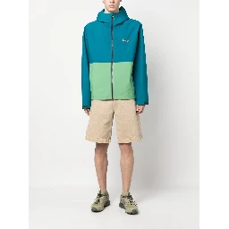 colour-block zip-up hooded jacket