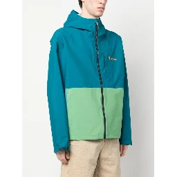 colour-block zip-up hooded jacket