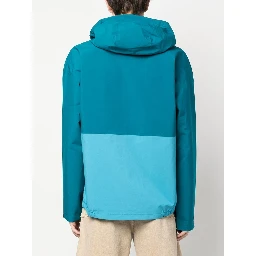 colour-block zip-up hooded jacket