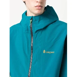 colour-block zip-up hooded jacket