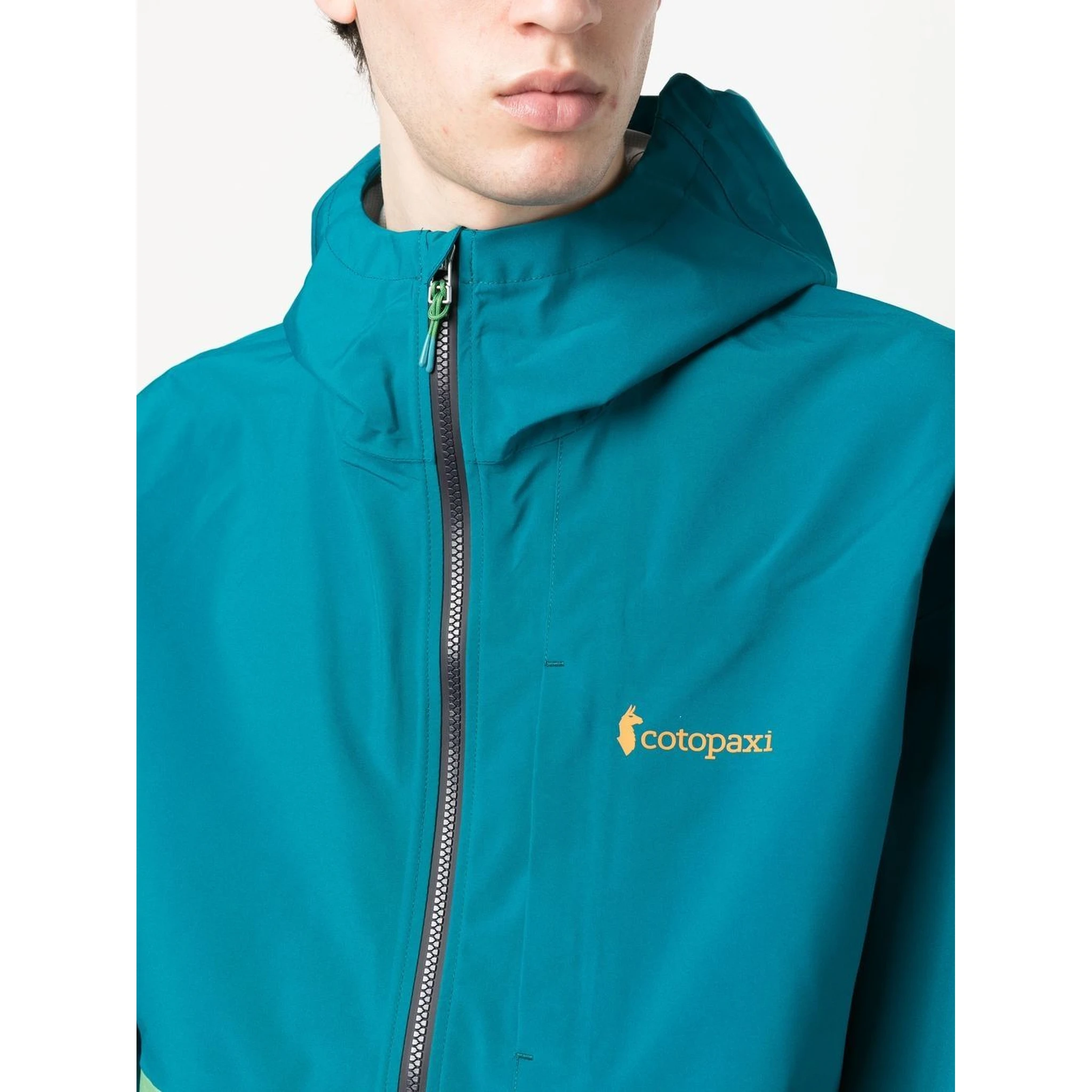 colour-block zip-up hooded jacket