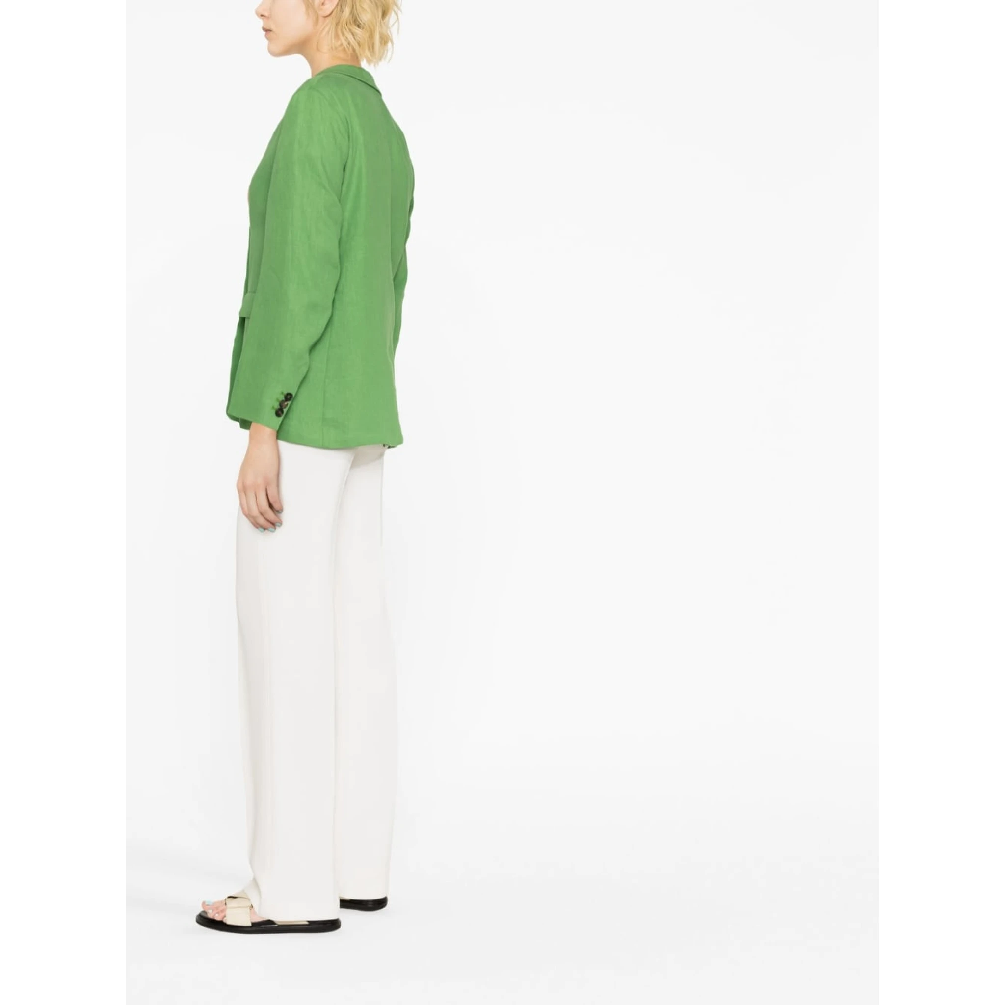Light Green Single-breasted Linen Blazer