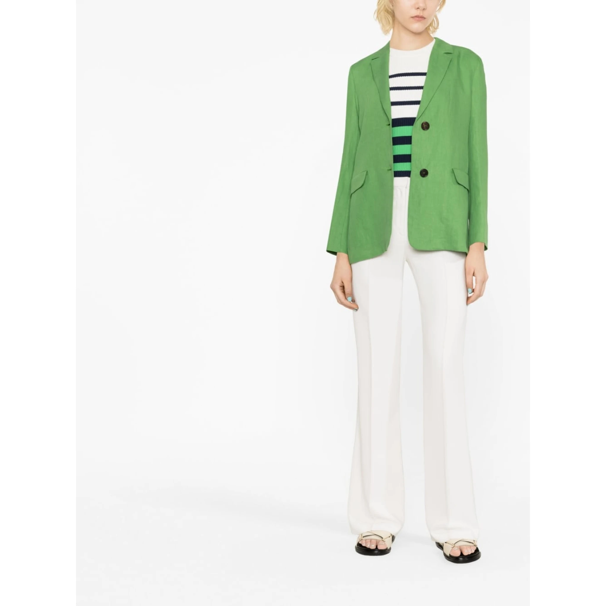 Light Green Single-breasted Linen Blazer