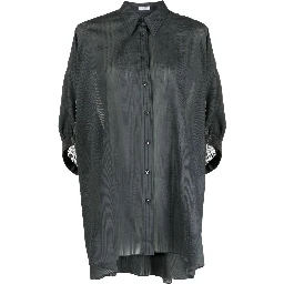 Striped Half-sleeve Draped Shirt In Black