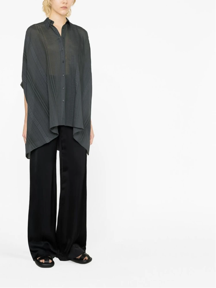 Striped Half-sleeve Draped Shirt In Black alternative