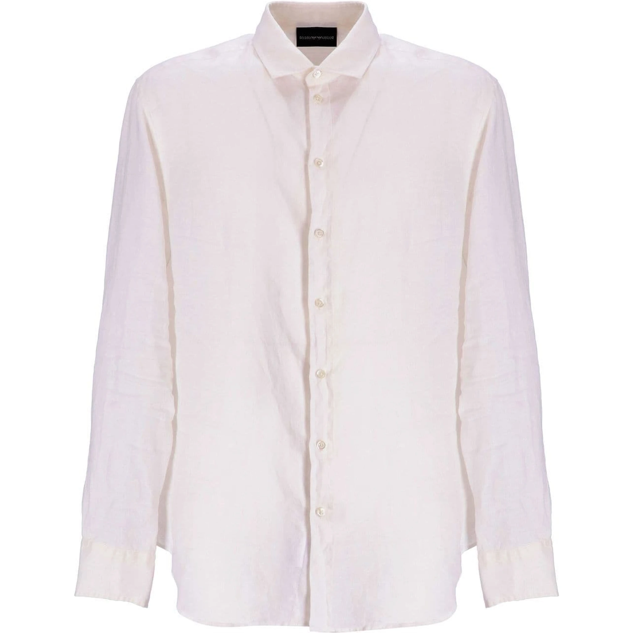 Garment-dyed Linen Shirt With French Collar In White