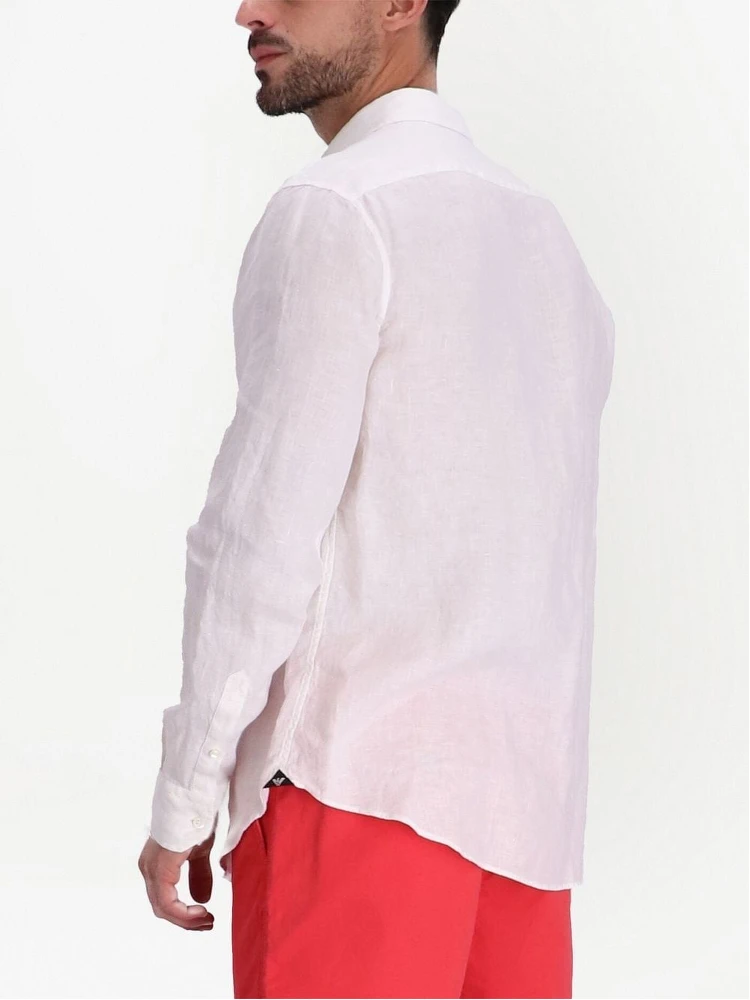 Garment-dyed Linen Shirt With French Collar In White alternative