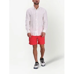 Garment-dyed Linen Shirt With French Collar In White