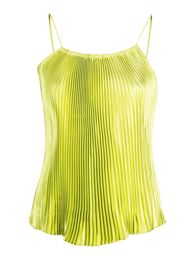 fully-pleated sleeveless blouse
