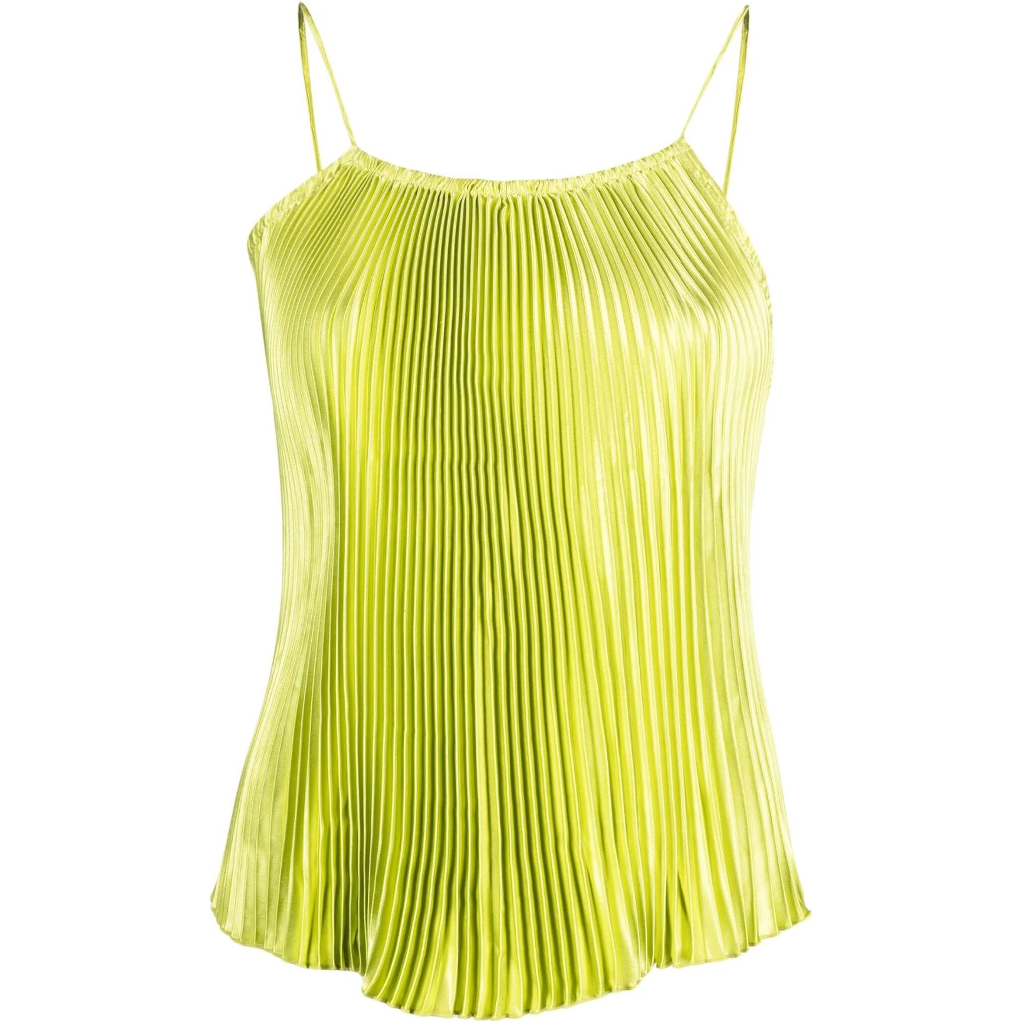 fully-pleated sleeveless blouse