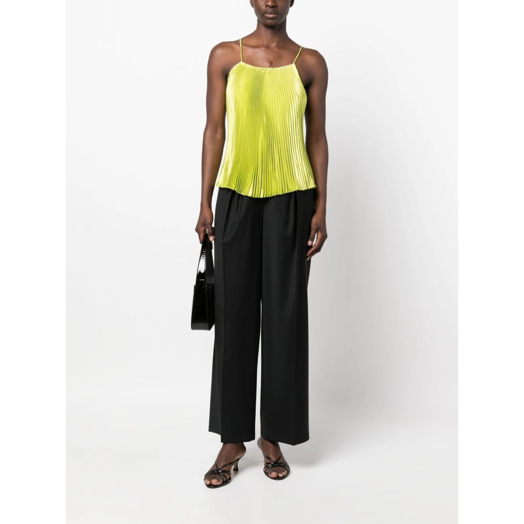 fully-pleated sleeveless blouse