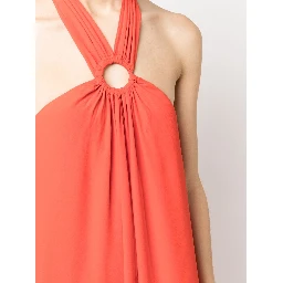 Silk Blend Long Dress In Red