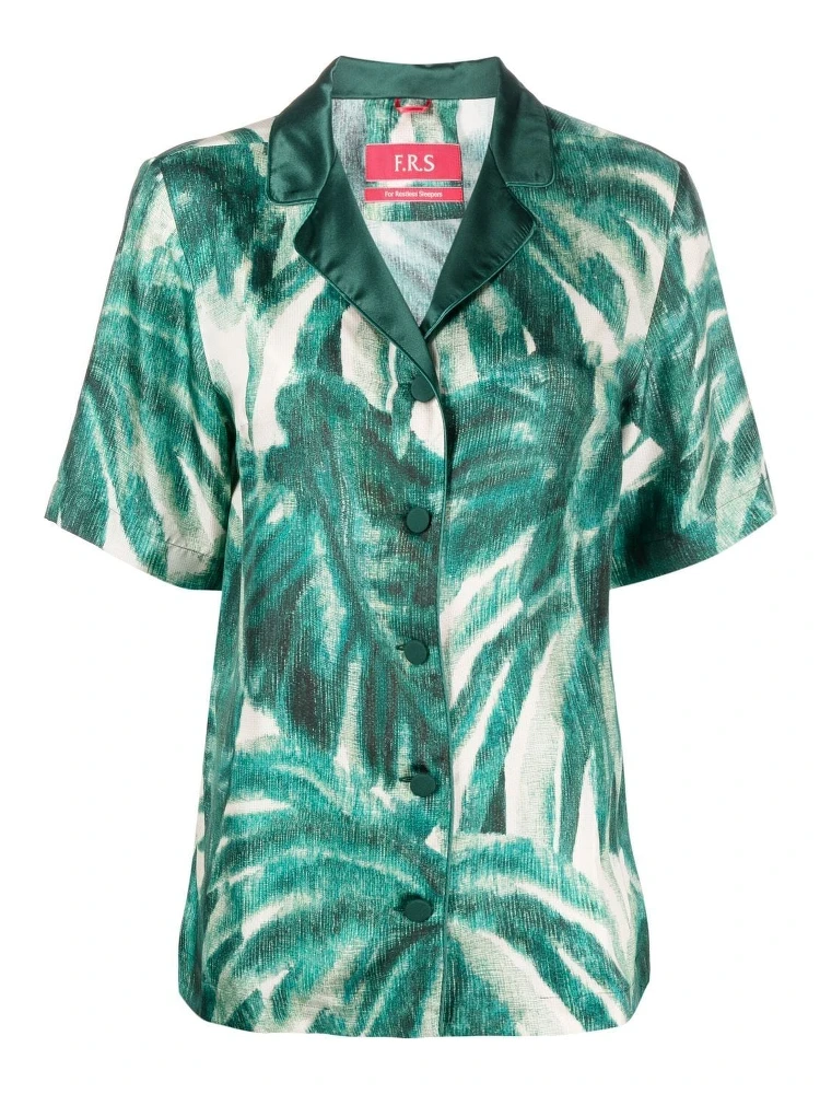 palmtree-print silk shirt