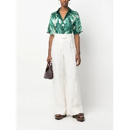 palmtree-print silk shirt