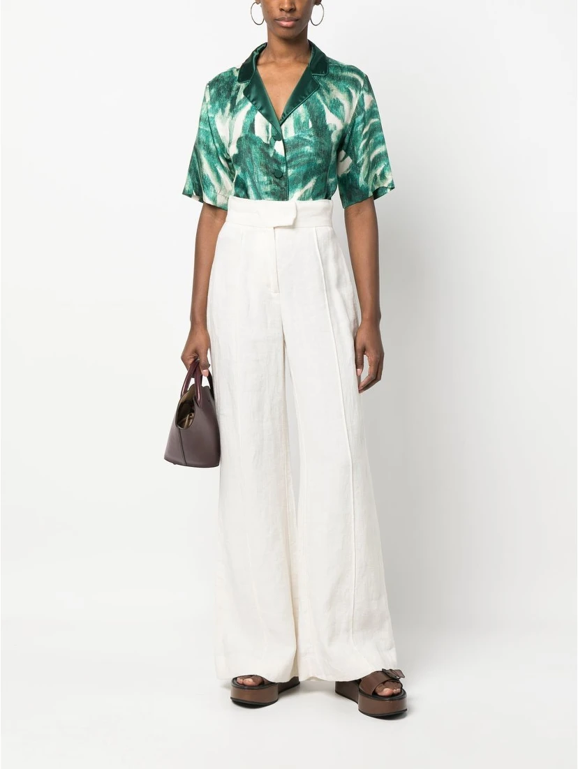 palmtree-print silk shirt