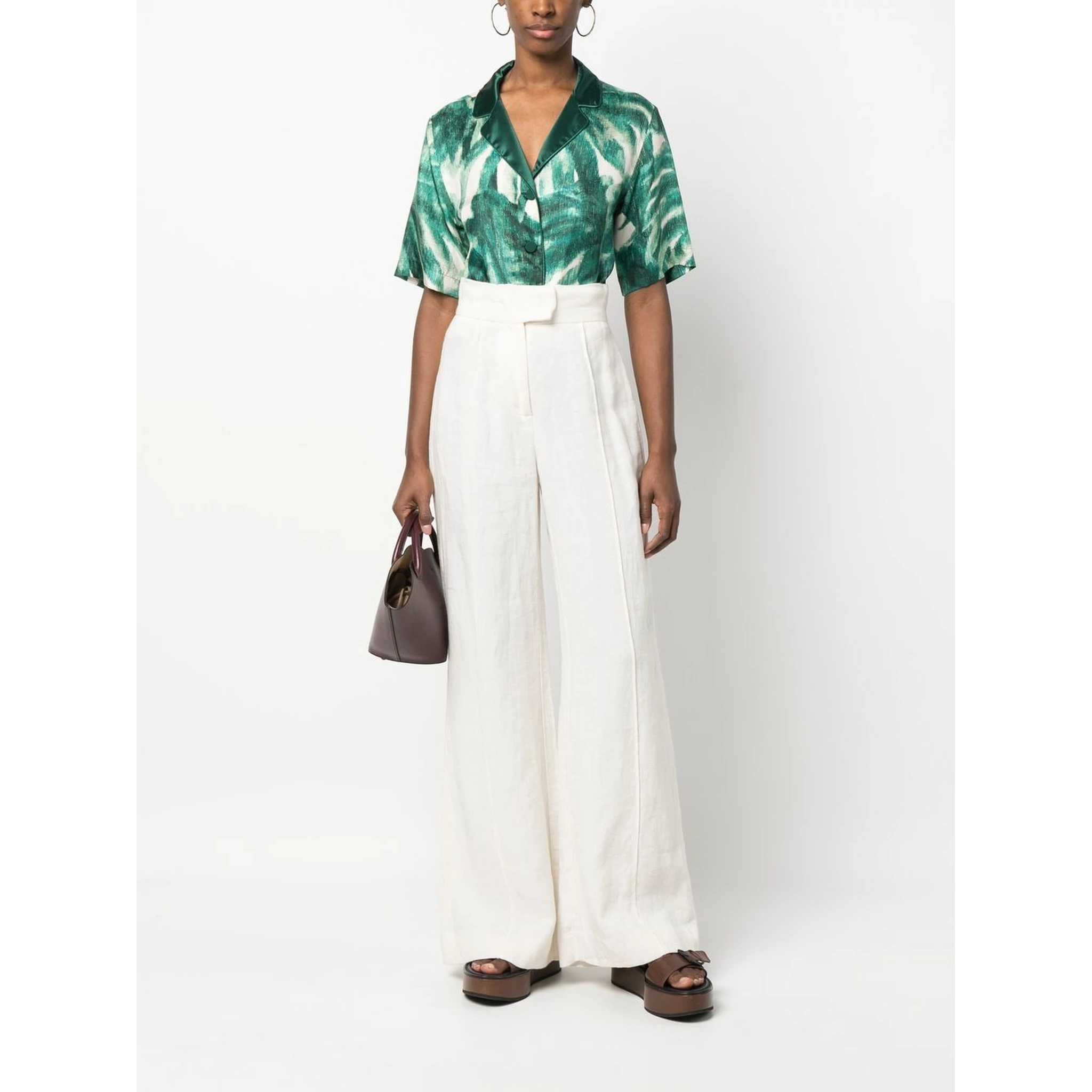 palmtree-print silk shirt