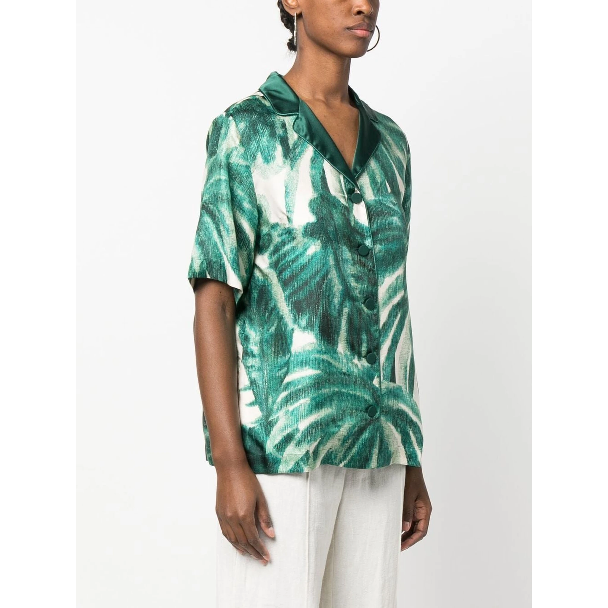 palmtree-print silk shirt