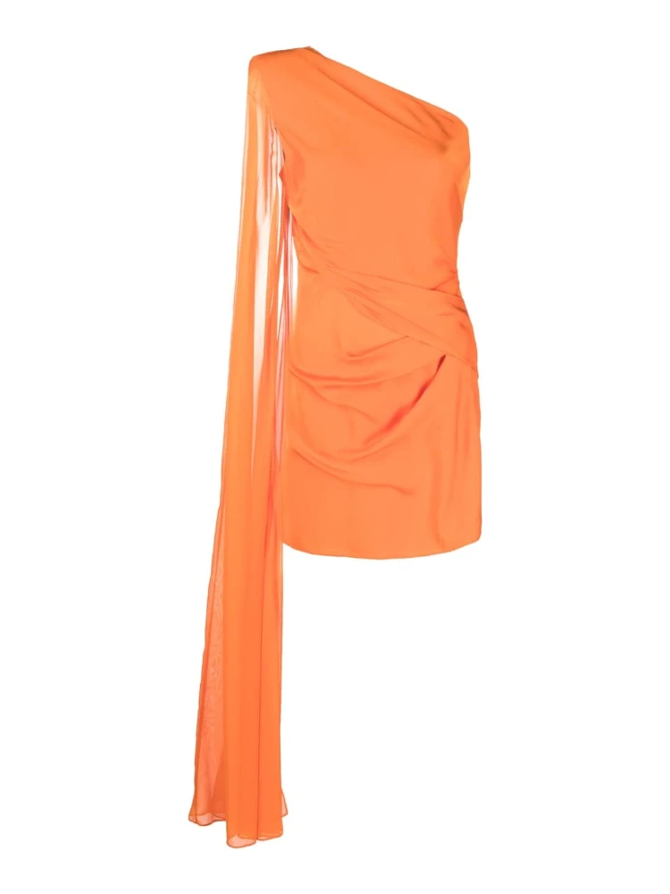 one-shoulder draped-detail dress