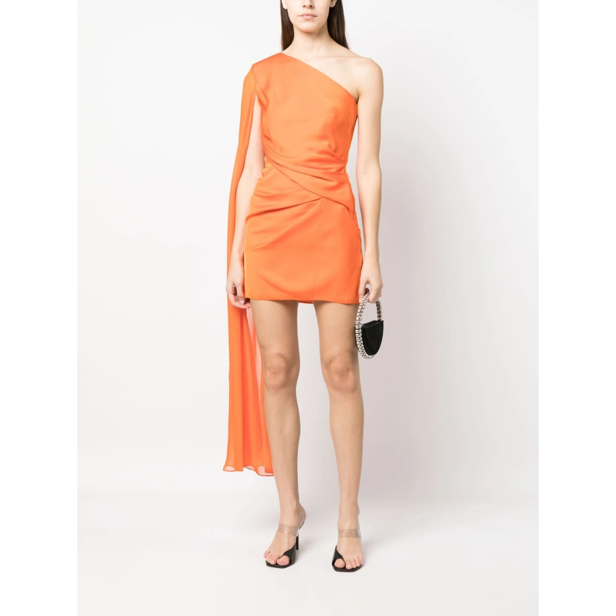 one-shoulder draped-detail dress