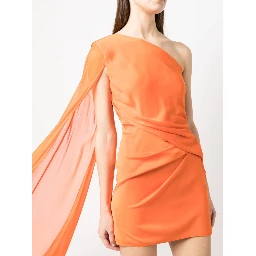 one-shoulder draped-detail dress