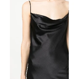 Midi Silk Slip Dress In Black