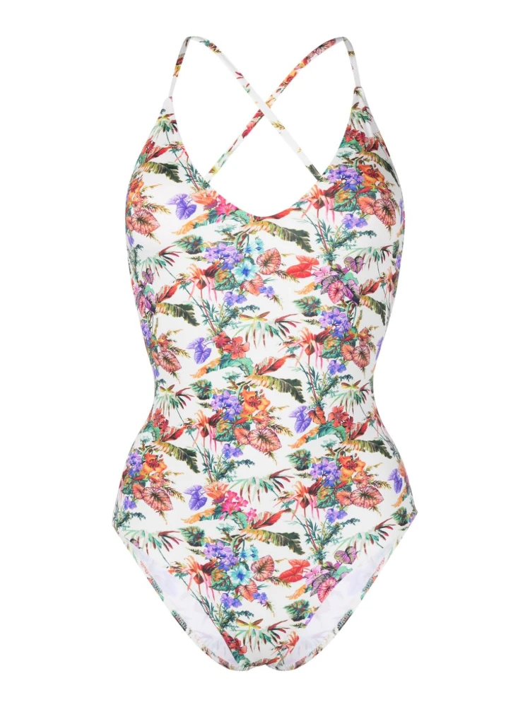 Mara floral-print scoop-neck swimsuit