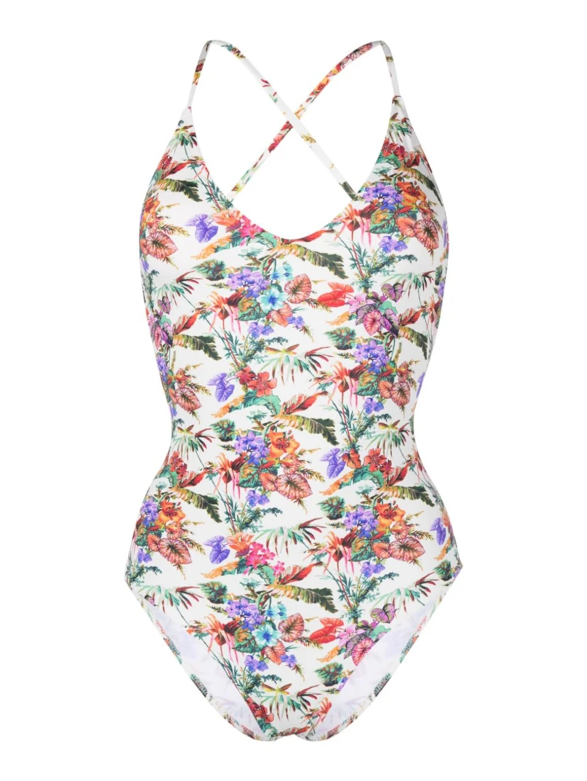 Mara floral-print scoop-neck swimsuit