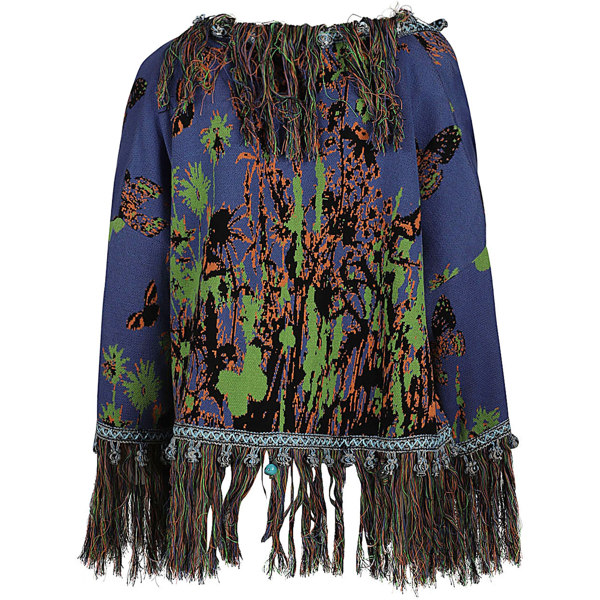 Blue Printed Cotton Cardigan