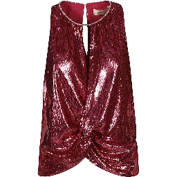 Maroon Maroon Sequin Cropped Top